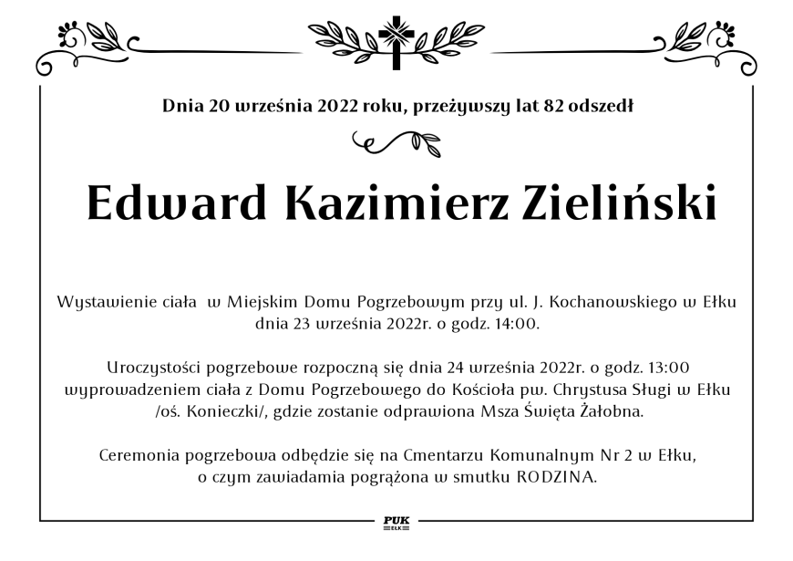 Edward Kazimierz Zieliński - nekrolog